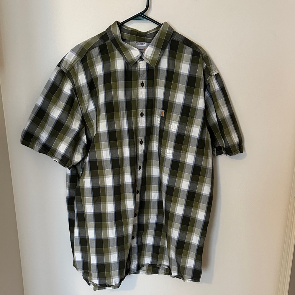 Carhartt Olive and White Plaid Button Down Shirt 3XL T